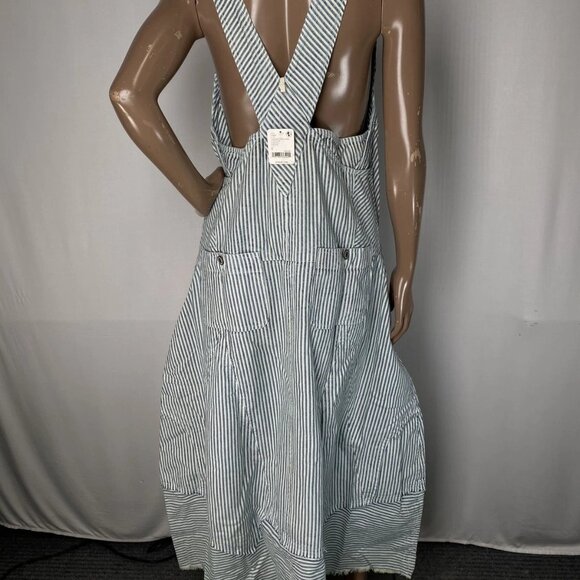 Free People Women’s Bendita Striped Sleeveless Midi Dress – Navy Blue/White – S - Picture 8 of 11